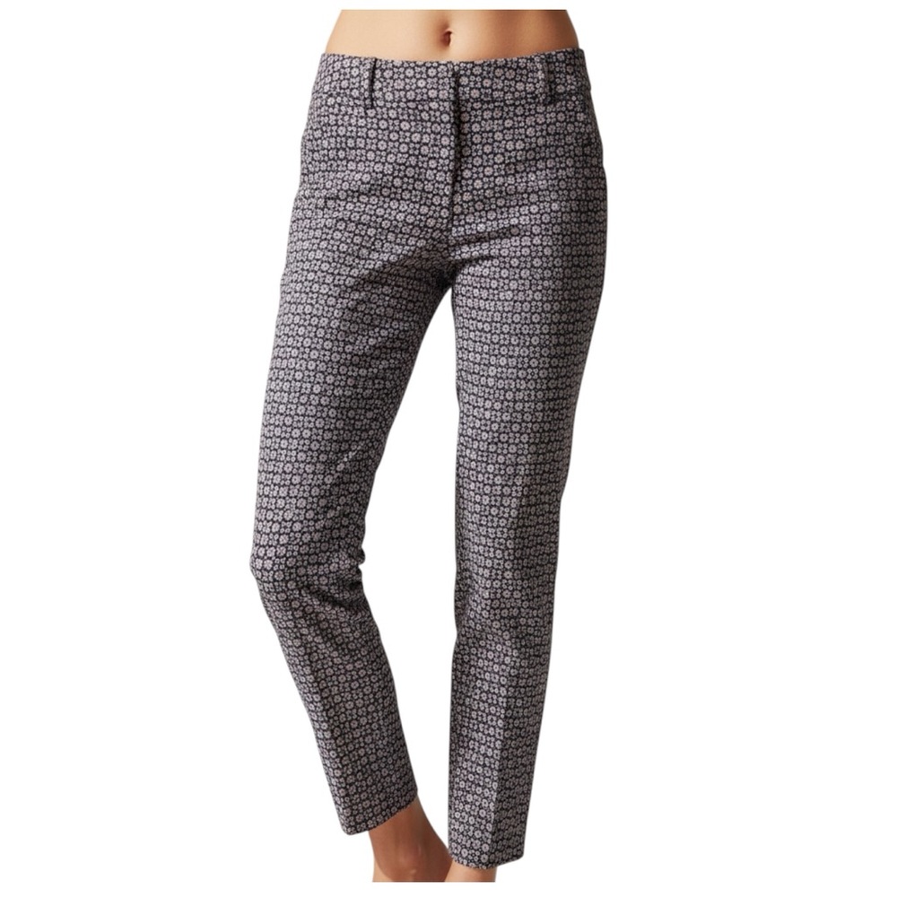 Zac & Rachel Navy/Peach Printed Preppy Career Stretch Slim Ankle Pants 10